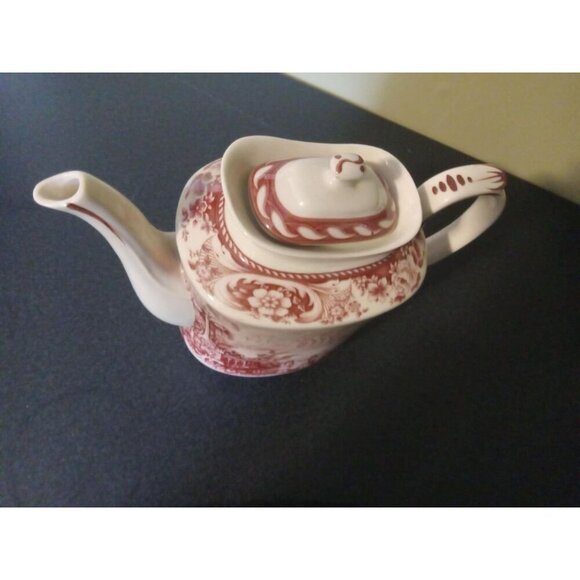 Vintage Red Transferware Tea Set – Floral – Collectible China Tableware - Picture 9 of 16